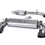 Milltek Audi S3 2.0 TFSI Quattro Sportback 8V/8V.2 (Για οχήματα χωρίς GPF μόνο) Resonated (Quieter) Cat-Back Exhaust System with Quad Oval Cerakote Black Trims
