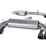Milltek Audi S3 2.0 TFSI Quattro Sportback 8V/8V.2 (Για οχήματα χωρίς GPF μόνο) Non-Valved & Resonated (Quieter) Cat-Back Race Exhaust System with Quad Round Cerakote Black Trims